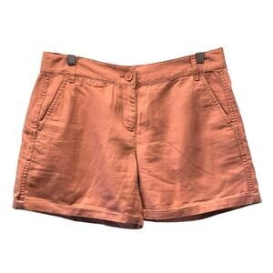 LOFT Shorts Size 2 Linen Cotton Blend Salmon Pink Peach Zip and Button Cuffed